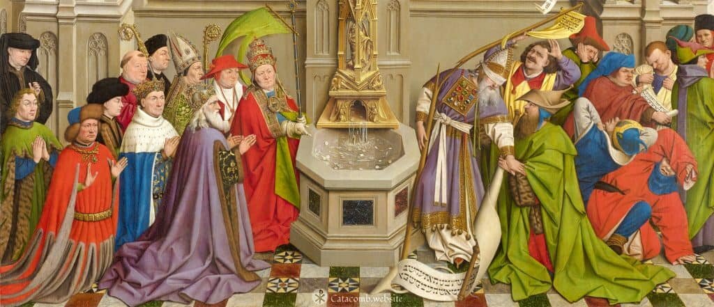 The Fountain of Grace, Ecclesia v Synagoga, by Jan van Eyck, ca. 1445 A.D.